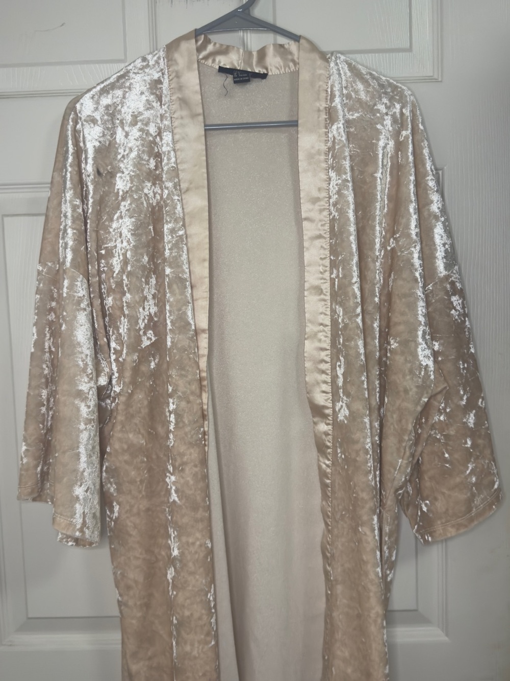 Velvet Open-Front Duster Sweater - Champagne